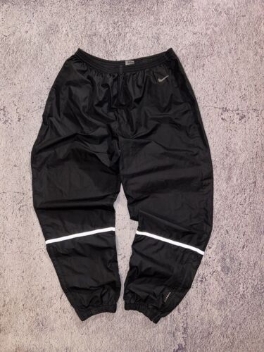 Nike Track Vintage Drill Pants Y2K Baggy Joggers Black 90s Nylon Pants - Picture 1 of 16