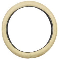 Soft Leather Grip Ergonomic Steering Wheel Cover Beige Universal Fit 14.5-15.5