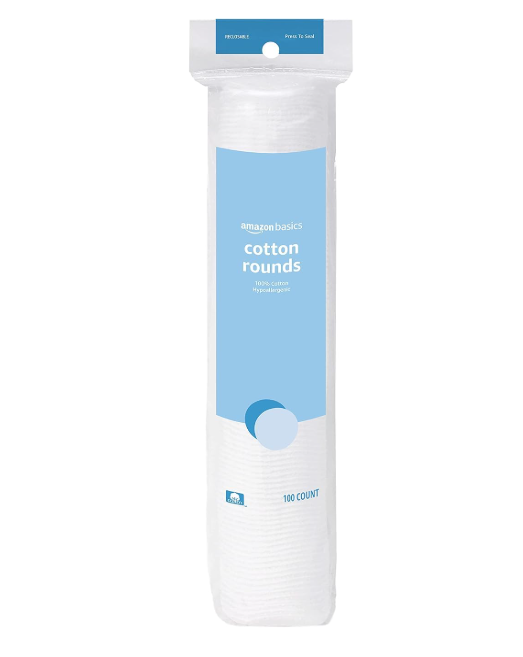 Amazon Basics Hypoallergenic 100% Cotton Rounds, 100 Count