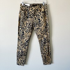 7 For All Mankind The Ankle Skinny Jeans Royal Leopard Animal Print Size 29 NEW