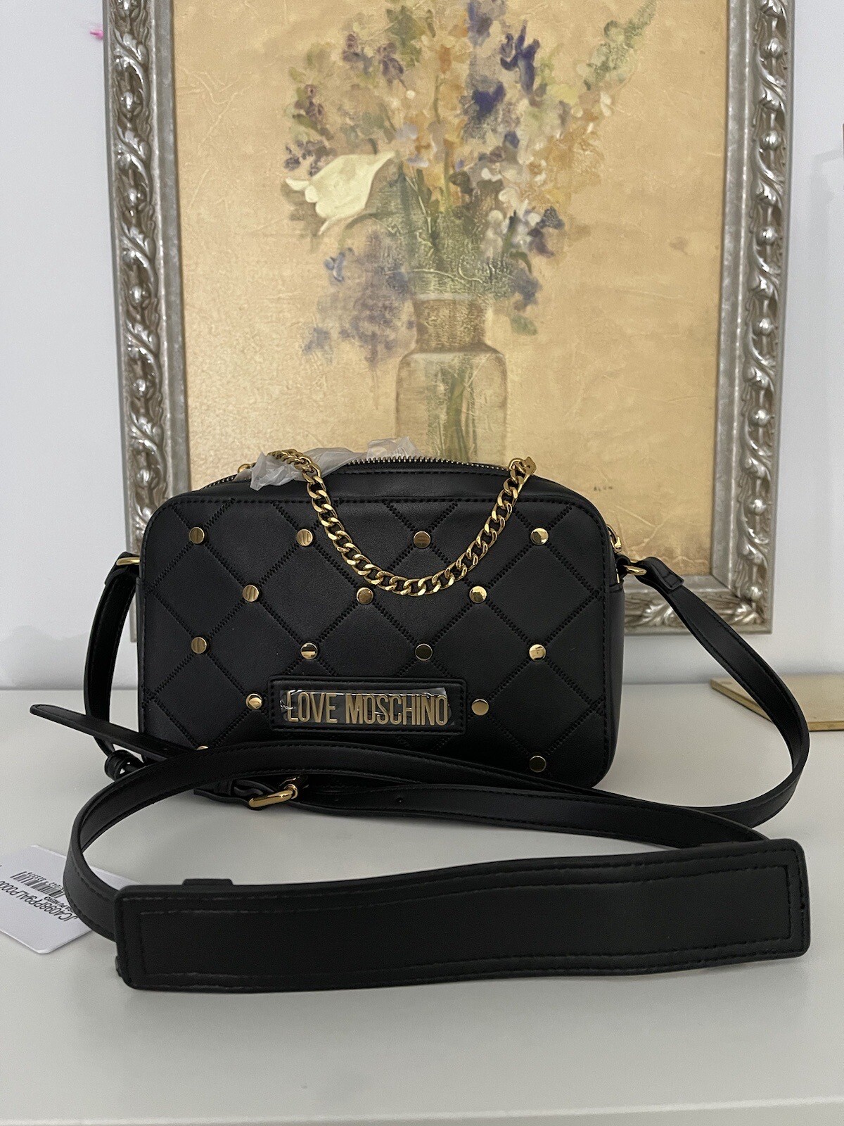 NWT Love Moschino Black Studded Double Zip Borsa Crossbody Bag eBay