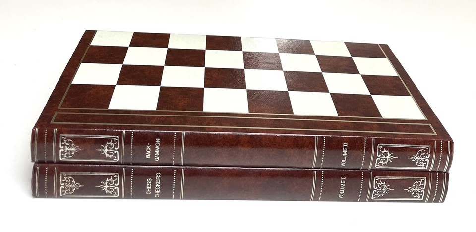 Design Philipp Backgammon Chess Checkers Board Game Set Faux Book Box ...