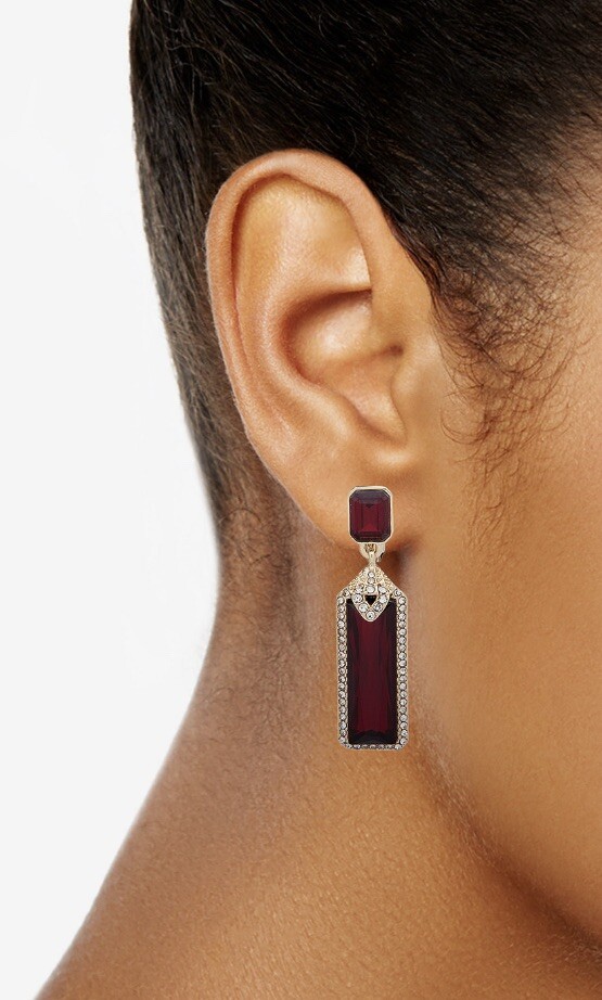 Ralph Lauren Gold Tone Red & Clear Crystal EZ Comfort Clip