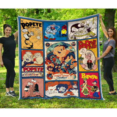 Popeye Quilt, Popeye the Sailor Cartoon Movies Quilt Blanket Soft and Cozy