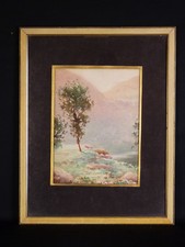 Eugène Forel (1858-1938) Lakeside Landscape Gave Pau Pyrenees Mountain