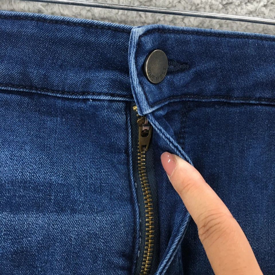 Pantalones Cortos Nine West Corte Para Mujer 18 Azul Lavado Oscuro Denim Tiro Alto Cremallera Botón Mosca Foto 3 de 4