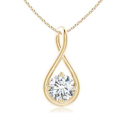 ANGARA 0.5 Ct Natural Diamond Pendant Necklace in 14K Solid Gold (G, VS2)