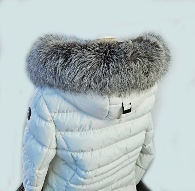 Extra Large Real Silver Fox Fur Trim Scarf for Hood  Fox Fur Remplacement  60 cm