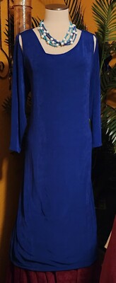 CHICO'S NWT $109 SZ 20/22 XL split Shoulder Dress Seafaring Blue  Travelers