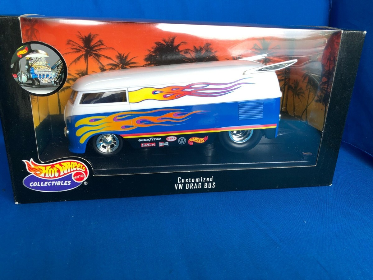 HOT WHEELS VW CUSTOMIZED DRAG BUS 1/18 DIE-CAST 100% COLLECTIBLES