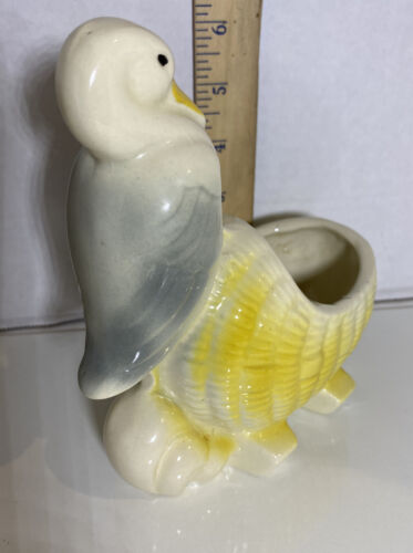 Stork Baby Bassinet Planter Vintage Pottery Ceramic Vintage Mid Century BOY blue - Picture 12 of 12