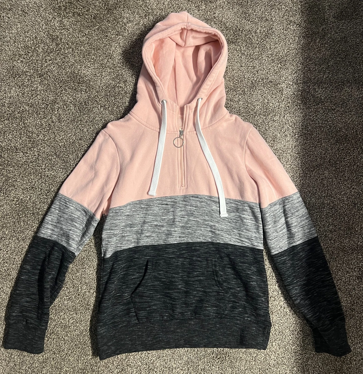 Esstive Athletic Apparel 1/4 Zip Colorblock Heathered Peach Hoodie Womens  Size M