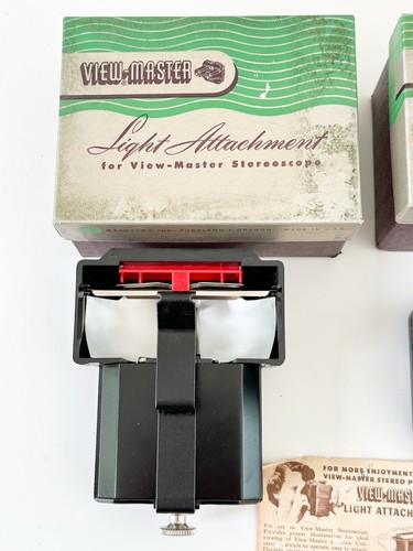 Vintage Sawyer's Bakelite View Master Stereoscope And Light Attachment In Box - Picture 7 of 14