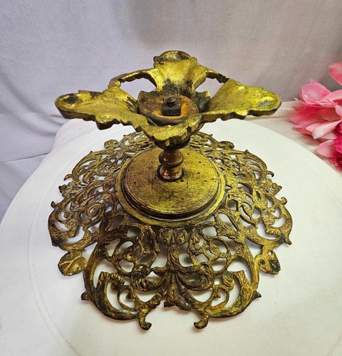 Antik Vintage Messing verziert Jugendstil Shakespeares Haus Tazza Kompott/Kuchen Tablett - Bild 7 von 11