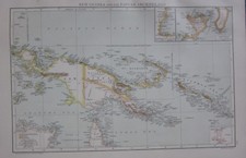 1893 Large Antique Carte ~ Neuf Guinea Papuan Archipel Bismarck Neuf Bretagne