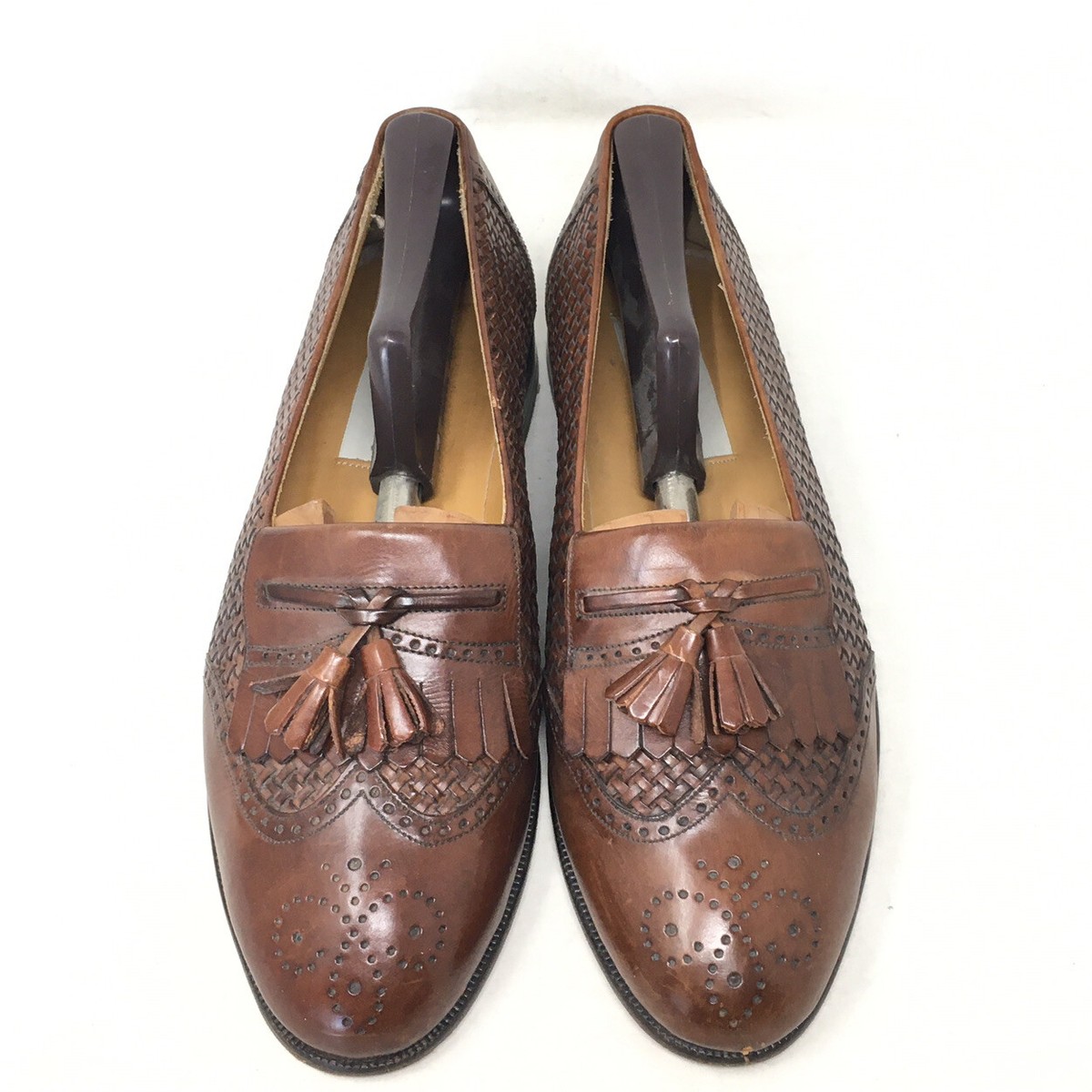 MEZLAN COZUMEL TASSEL MEN LOAFERS SIZE 10 MADE SPAIN GOOD PRE OWNED CONDITION! Mezlan Mens Shoes Cozumel Brown Woven Leather Wing Tip  main image 2