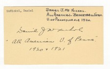 AUTO signé Daniel McNickol gpc 3 X All-American Basketball Penn & ABL D1963 LOA