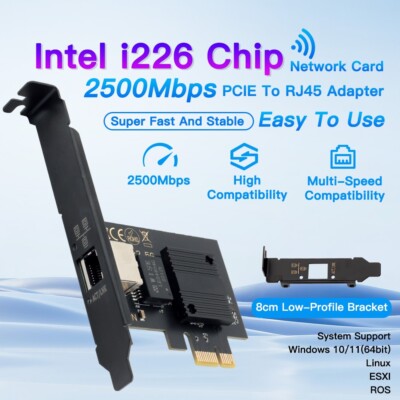 2.5G RJ45 LAN Port Gaming Network Card Intel I226 PCI-E Gigabit Ethernet Adapter