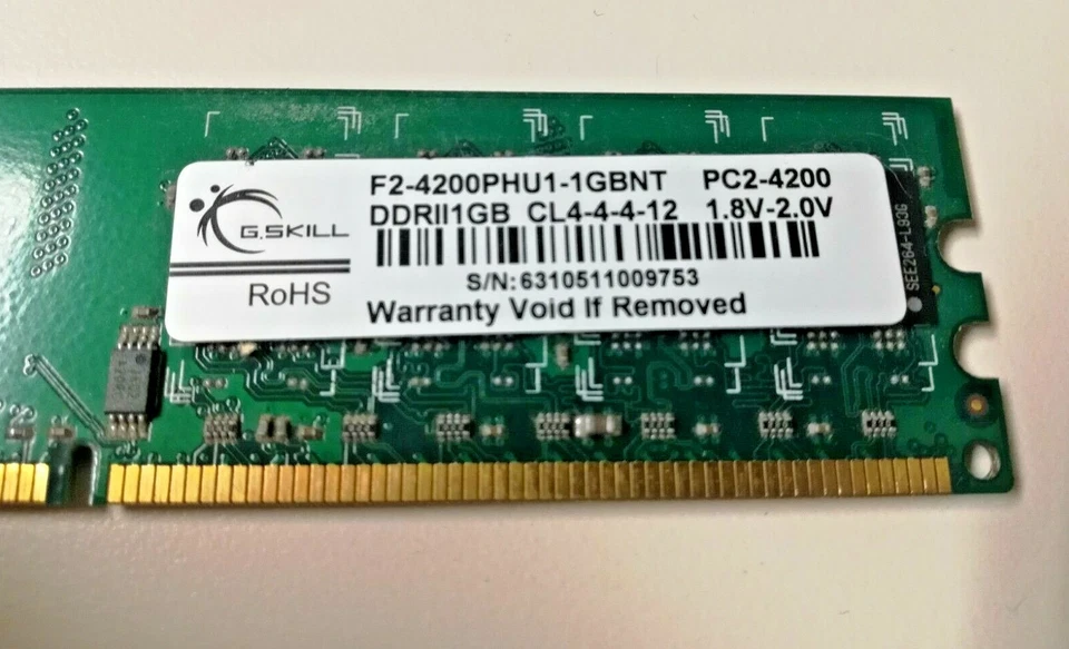 G.Skill PC2-4200 2 GB (2 x 1GB) DDR2 SDRAM Memory F2-4200PHU1-1GBNT 2 Sticks - Image 2 of 3