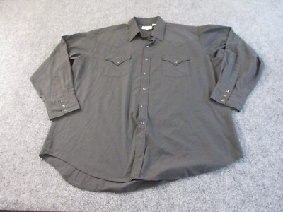 Ely Cattleman Button Shirt Men's 18 35 Black Pearl Snap Long Sleeve Western*