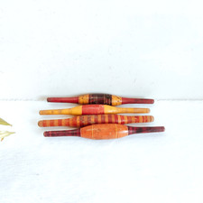 1920 Vintage Handmade Lacquered Tortilla Bread Bakers Wooden Rolling Pin 4Pc W34