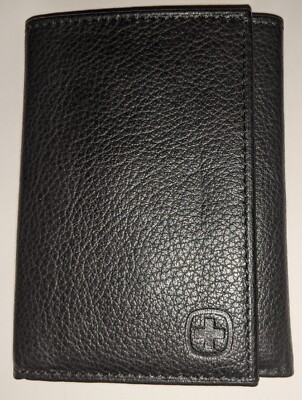 Swiss Army Leather Trifold Wallet, Black