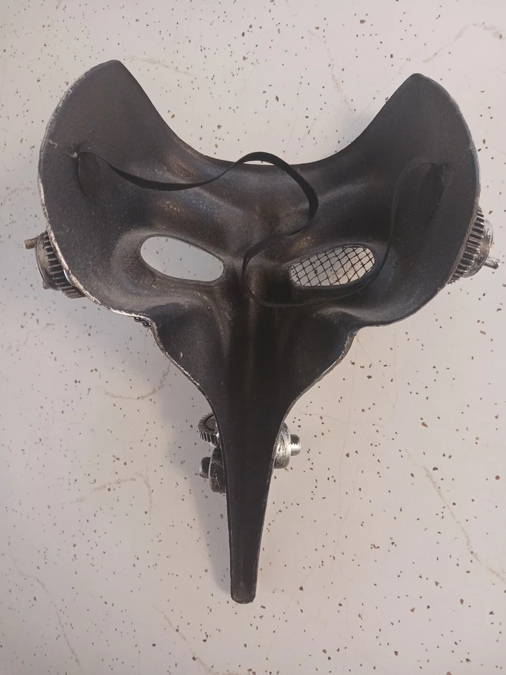 MASCARILLA PICO PÁJARO STEAMPUNK ASPECTO PLATEADO METÁLICO Foto 4 de 4