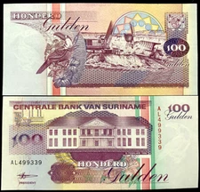 Suriname 100 Gulden 1998 Banknote World Paper Money UNC Currency