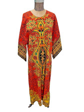 Vintage 70s Bright Retro Boho Cotton Kaftan Large Caftan