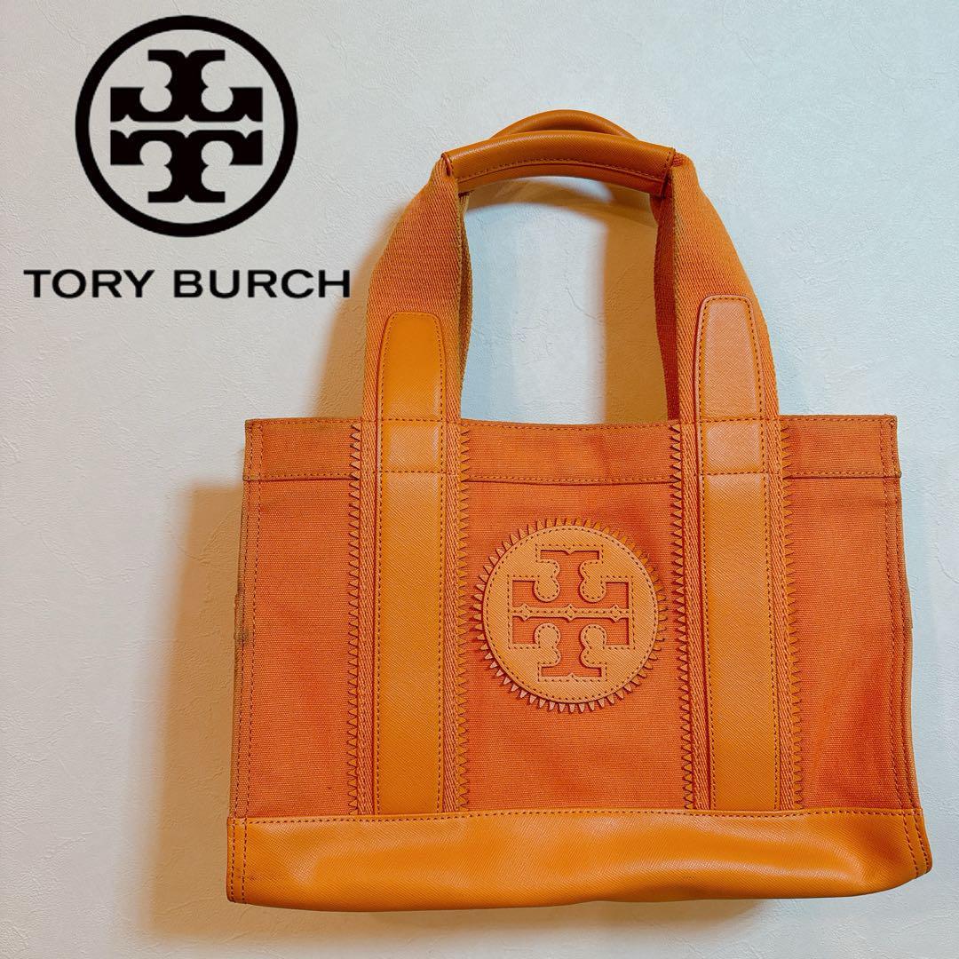 Tory Burch トートバッグ ベージュ/オレンジ Tory Burch Canvas Tote Bag Orange Limited Edition Shoulder