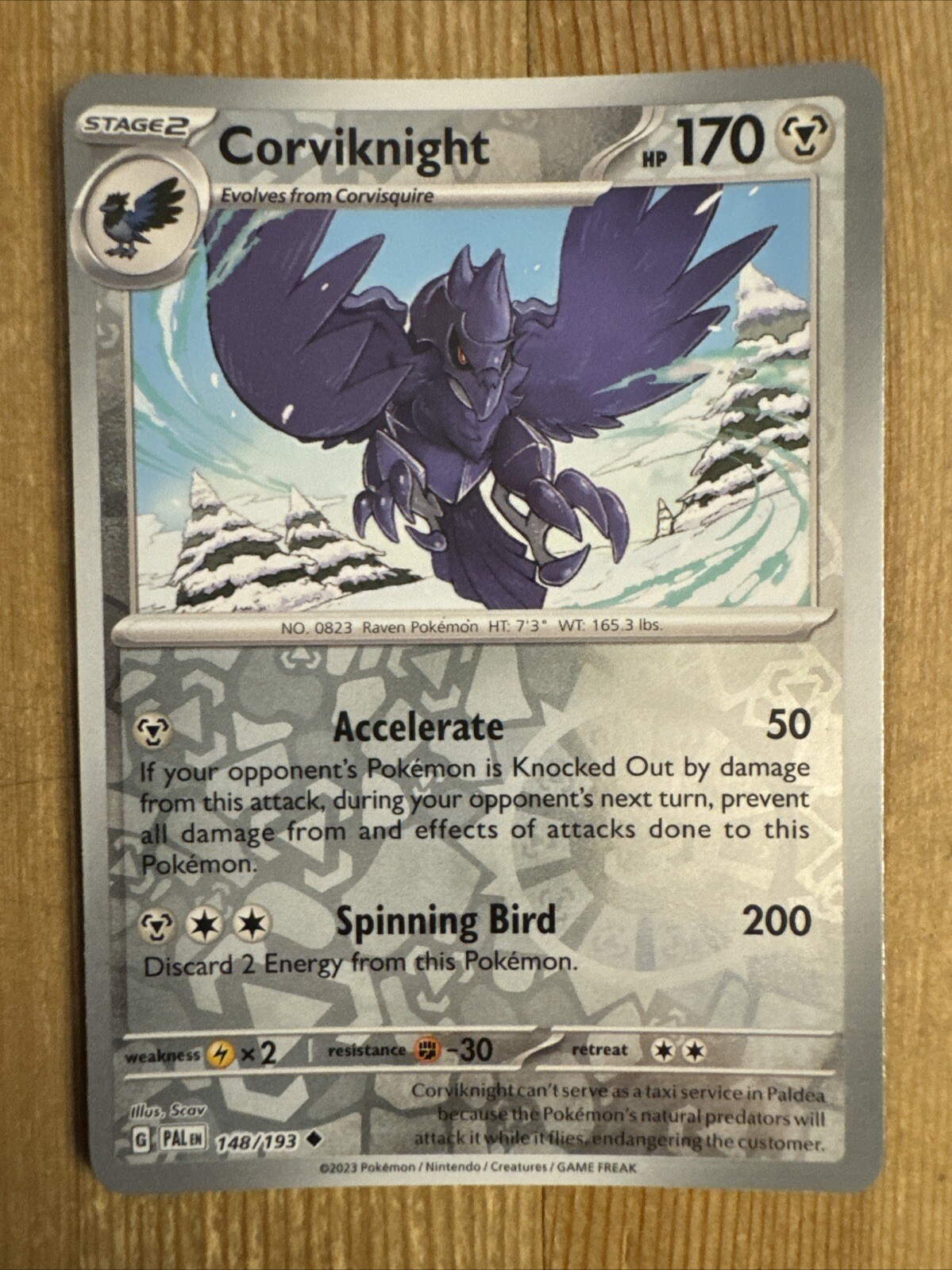 POKEMON Card - Corviknight 148/193 - Reverse Holo - Paldea Evolved - NM
