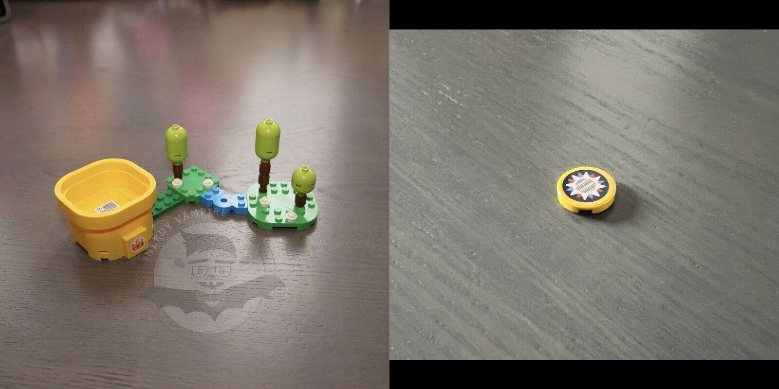 Lego Super Mario Interactive Action Tag + Yellow Warp Pipe +Tree Grass Platforms