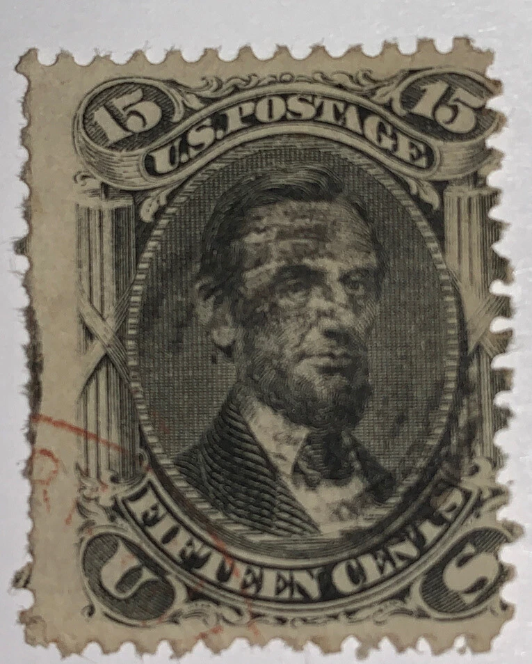 Sellos de viaje: sello de Estados Unidos Scott #77,15c Lincoln 1861-66, usado, Ng, con bisagras Foto 2 de 4