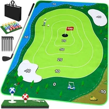 6x5Ft Golf Chipping Game Mat Battle Royale Golf Game Set with Golf Hitting Ma...