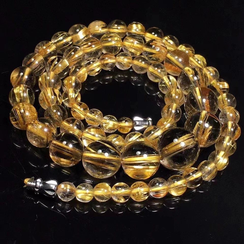  Colgante de cristal de cuarzo rutilado de titanio de oro natural para collar de joyería Foto 2 de 4