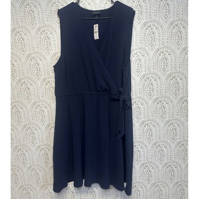 Lane Bryant Navy Blue Wrap Style Sleeveless Dress Plus Size 22 24 nwt