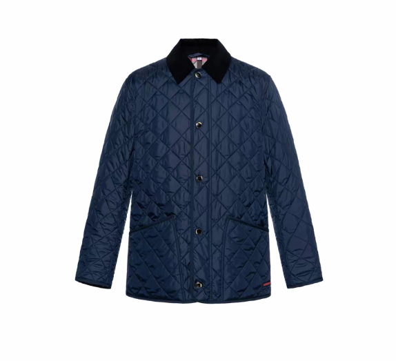 Burberry FW24 Check Cotton Coat Men Dark Blue 80914631 | eBay