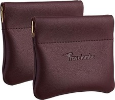 Travelambo Leather Squeeze Coin Purse Pouch Change Holder For Men  Women 2 pcs