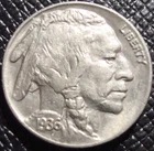 1936 Buffalo Nickel - Problem Free AU/UNC