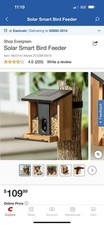 Smart Bird Feeder With Camera Solar Powered