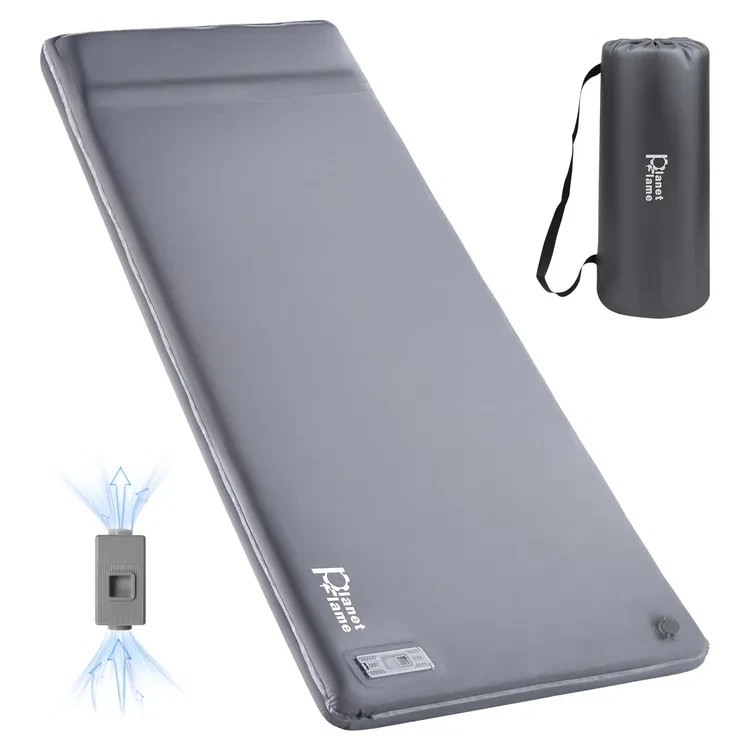 Colchón de camping autoinflable con almohadilla de espuma para bomba eléctrica - gris individual