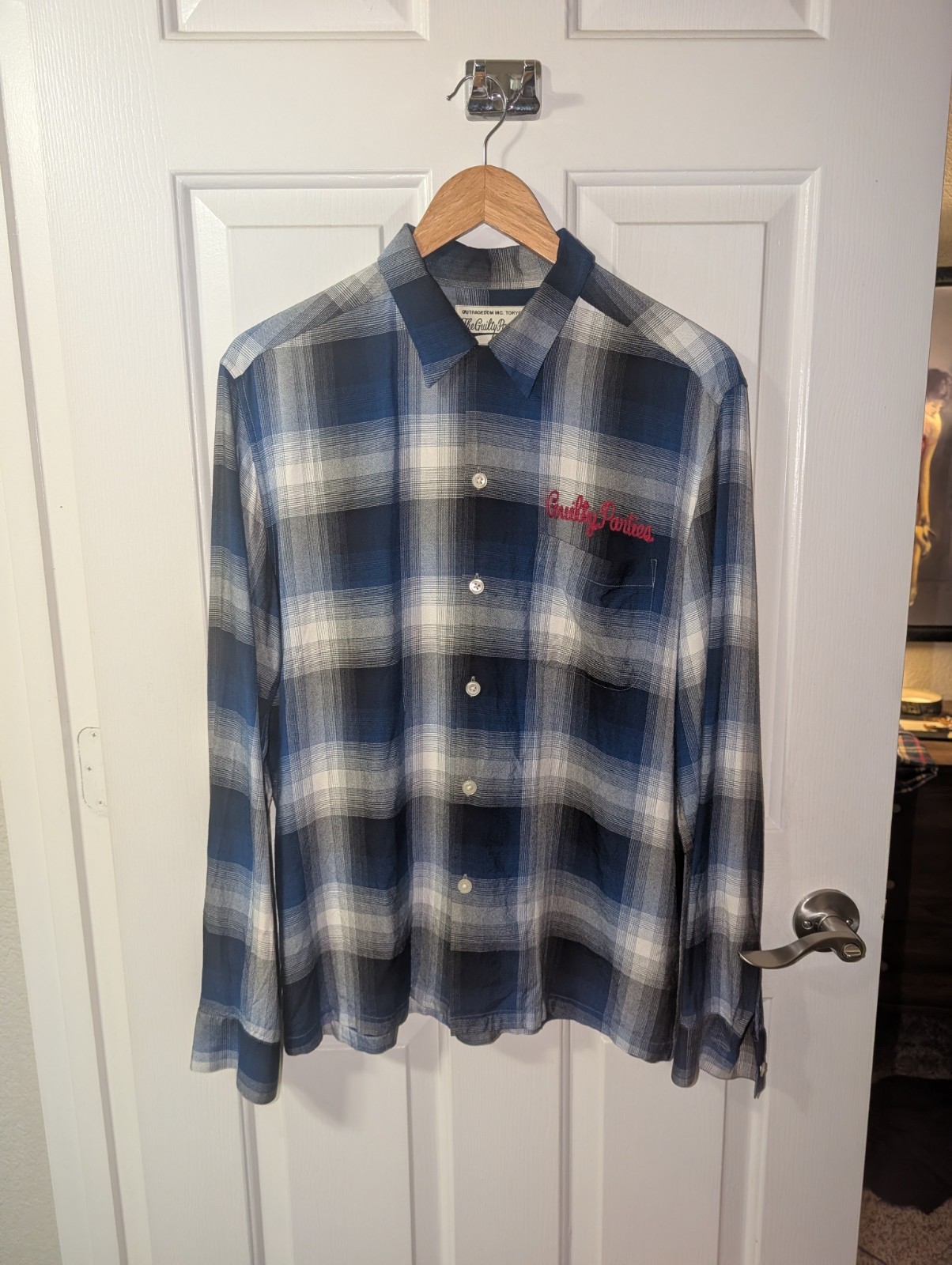 Wacko Maria Japan Guilty Parties Ombre Check LS Men Shirt XL Embroidery On Back!