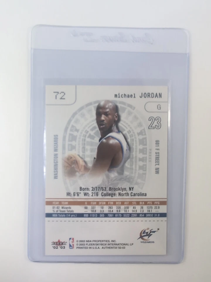 2002-03 Fleer Authentix Michael Jordan #72, GSC Gem Mint 10 - Image 2 of 2