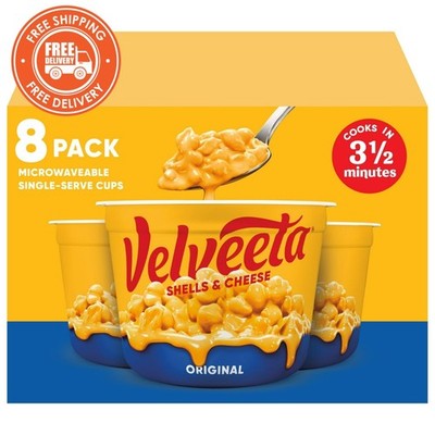 Velveeta Shells & Cheese   Original, Microwaveable, 8-Pack Cups, 2.39 oz Each