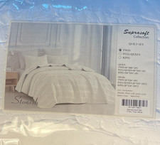 Twin Quilt Set Soft Bedding with Matching Sham  White  Suprasoft Collection