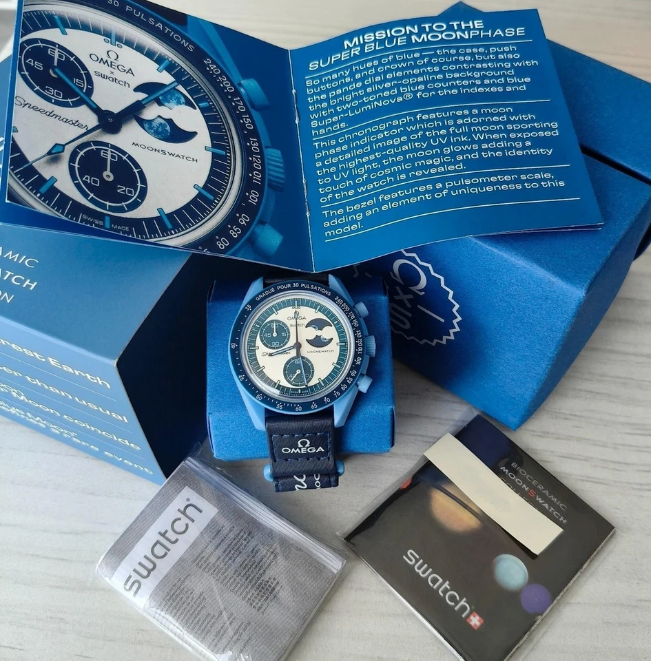 OMEGA x Swatch MoonSwatch Mission To BLUE MOON Watch -With Box - Image 2 of 4