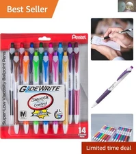 14-Pack GlideWrite Ballpoint Pens - Smooth 1.0mm Medium Lines in Assorted Colors