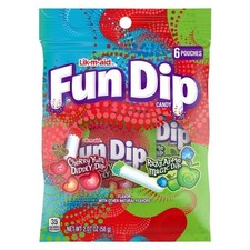 2X Lik-M-Aid Fun Dip Candy 6 Pouches Cherry Yum Diddly Dip Razzapple Magic Dip