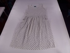 Vintage Canda C&A Dress Womens Polka Dot Sleeveless Pockets White Black Summer