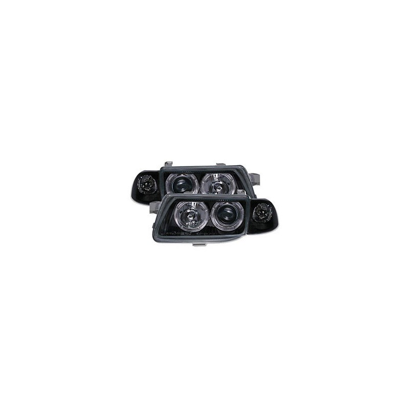 Phares Angel Eyes Opel Astra F 09/1991-09/1998 Noir Optiques Avant Berline Break Cabrio